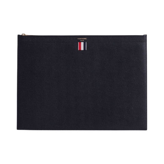 MAC020L-00198-001 Thom Browne Pebble Grain Leather Large Zipper Laptop Holder Black