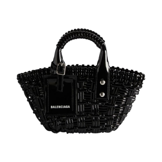 Balenciaga Varnished Fake Calfskin Bistro XXS Strap Basket Black
