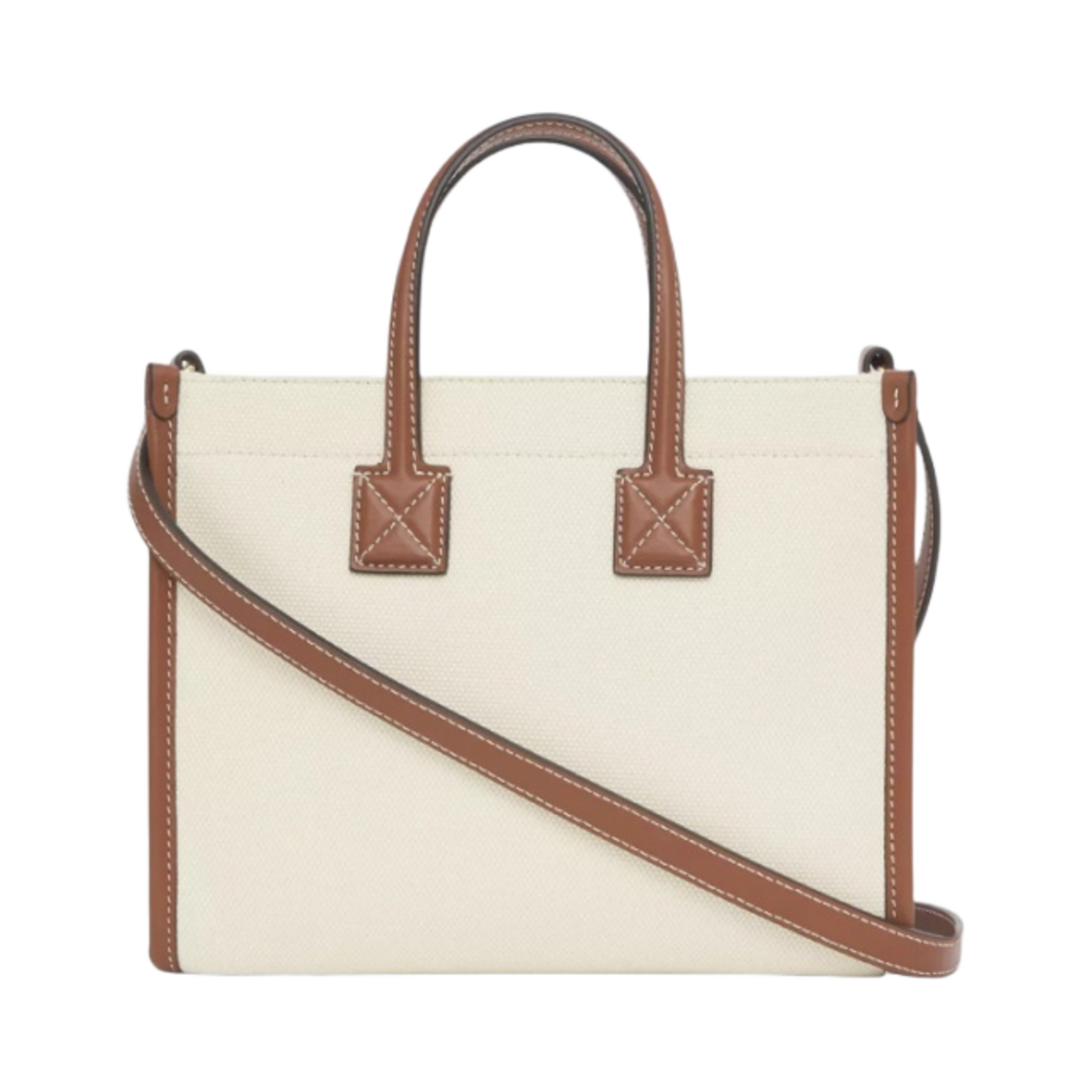 8044143 Burberry Mini Two-Tone Canvas and Leather Freya Tote Bag Natural Tan - #3