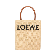 Loewe Standard A5 Tote Bag In Raffia Natural Black