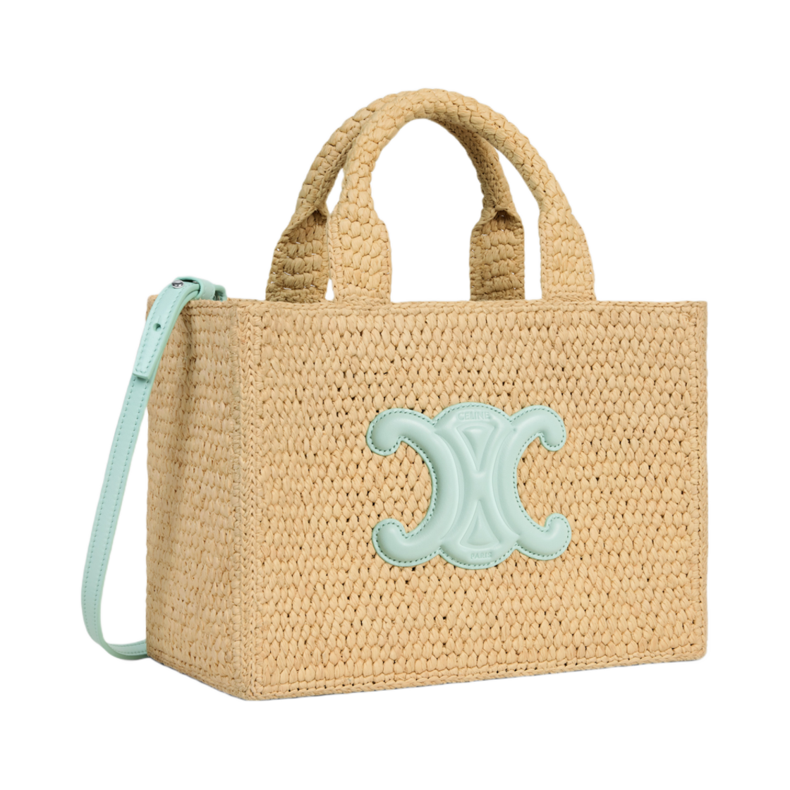 셀린느 스몰 카바스 타이스 라피아 앤 카프스킨 라이트 아쿠아(Celine Small Cabas Thais in Raffia and Calfskin Light Acqua) - 2