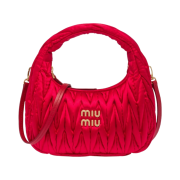 Miu Miu Wander Matelasse Satin Mini Hobo Bag Red