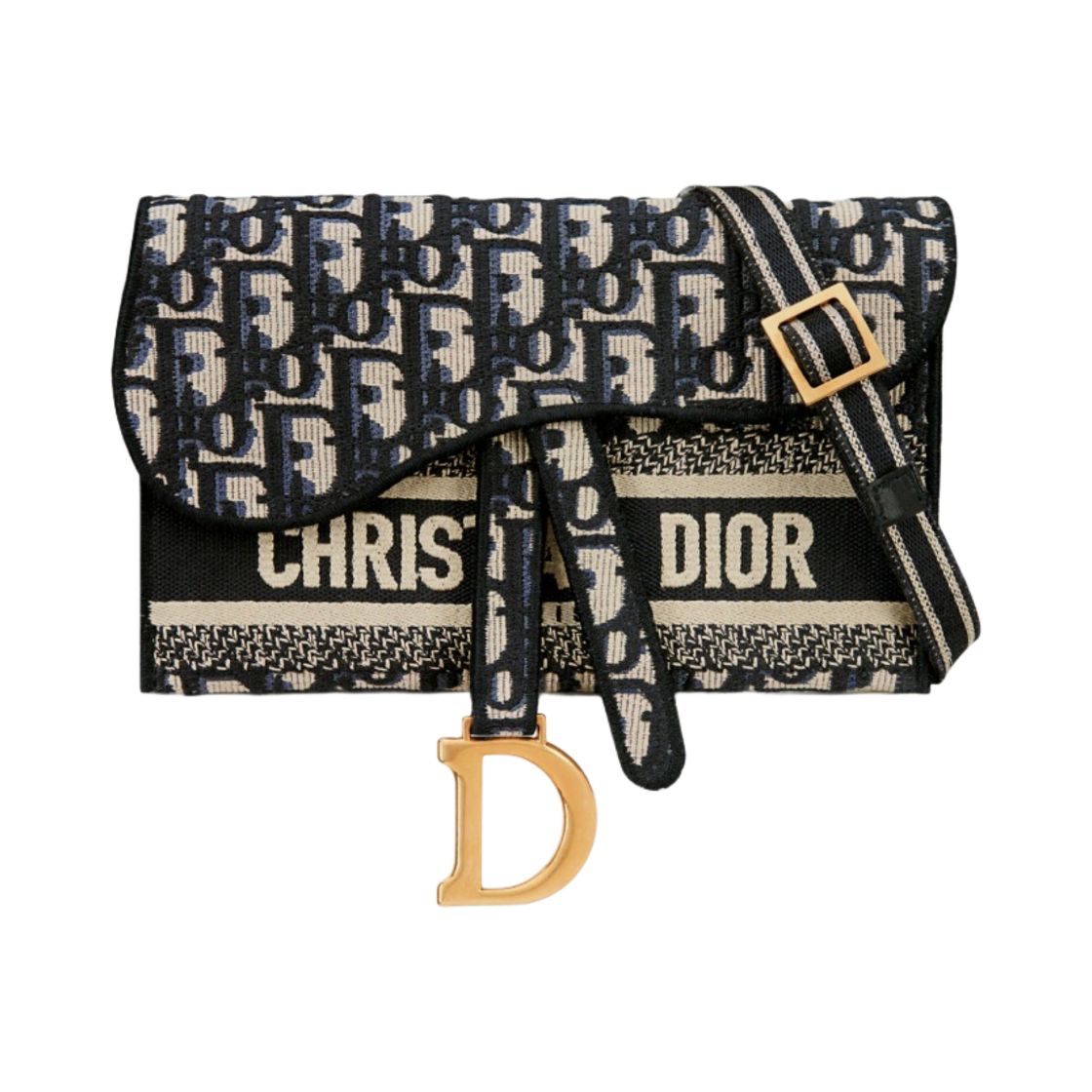 디올 새들 슬림 파우치 블루 오블리크 자카드(Dior Saddle Slim Pouch Blue Dior Oblique Jacquard) - 1