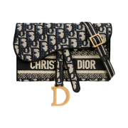 Dior Saddle Slim Pouch Blue Dior Oblique Jacquard