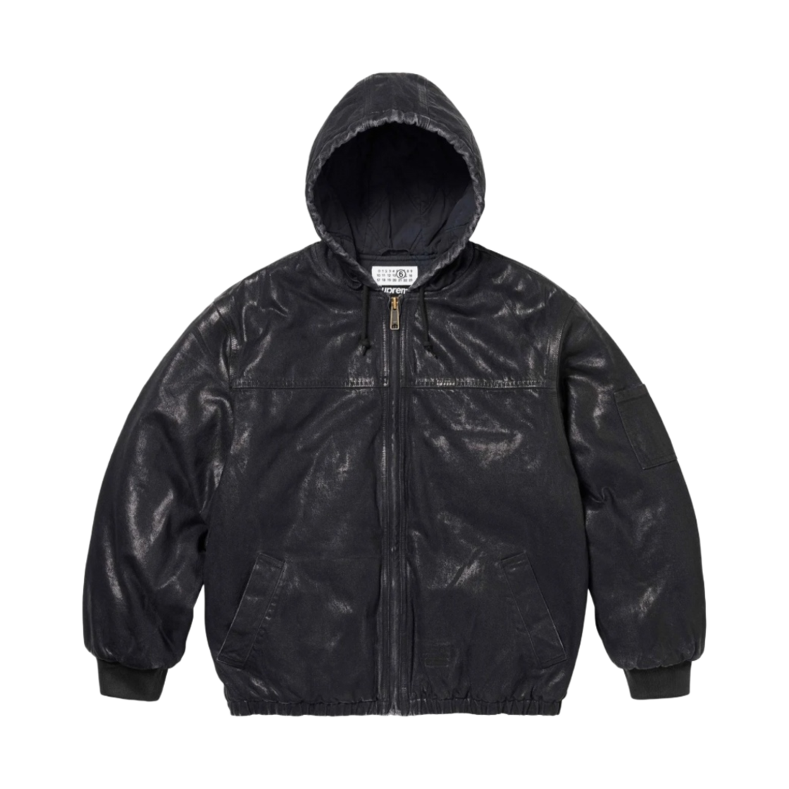 슈프림 x MM6 메종 마르지엘라 포일 후드 워크 자켓 블랙 - 24SS(Supreme x MM6 Maison Margiela Foil Hooded Work Jacket Black - 24SS)