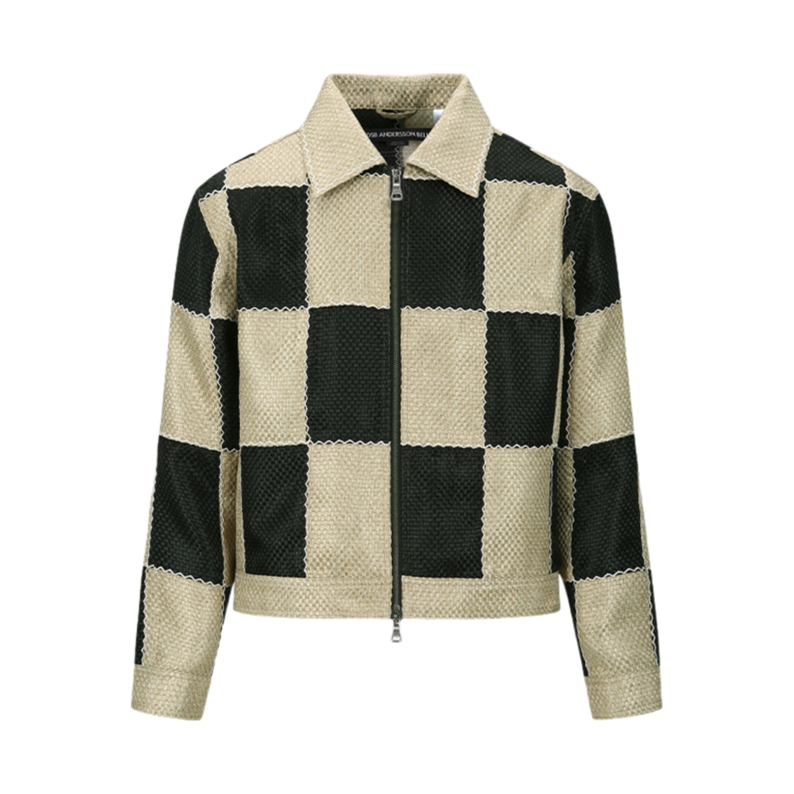 awa694m(BLACK/BEIGE) ADSB Andersson Bell Patchwork Zip-Up Jacket Black Beige