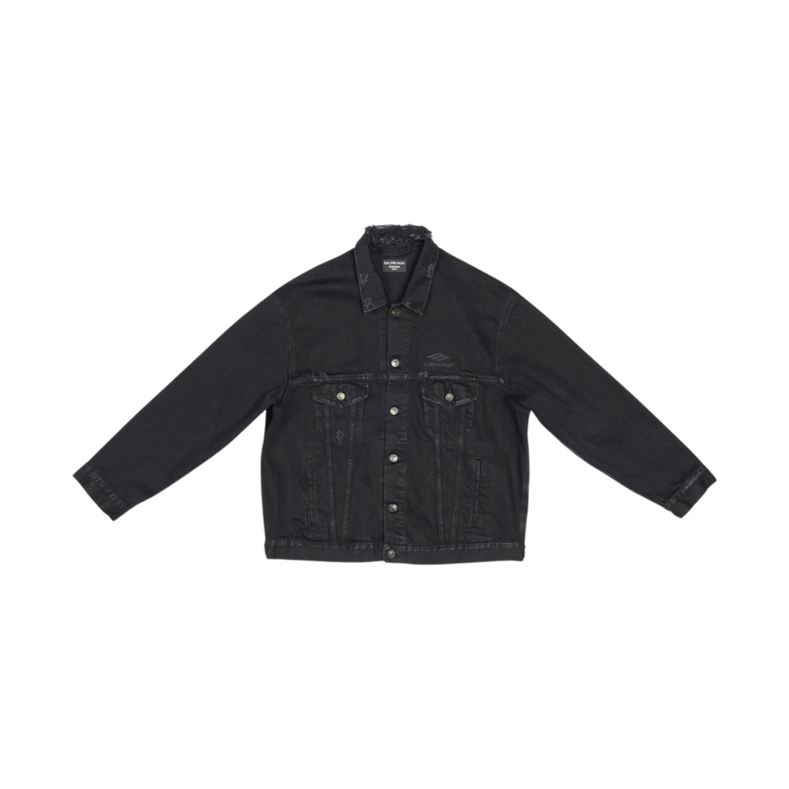 발렌시아가 3B 스포츠 아이콘 라지 핏 재패니스 데님 자켓 블랙(Balenciaga 3B Sports Icon Large Fit Japanese Denim Jacket Black) - 2