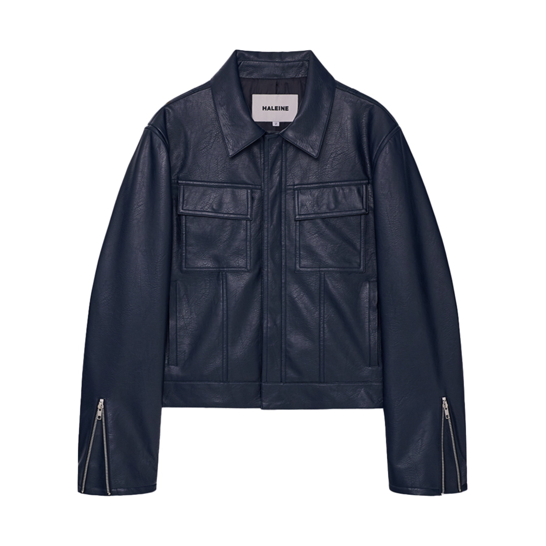 알렌느 트러커 인조 가죽 자켓 네이비