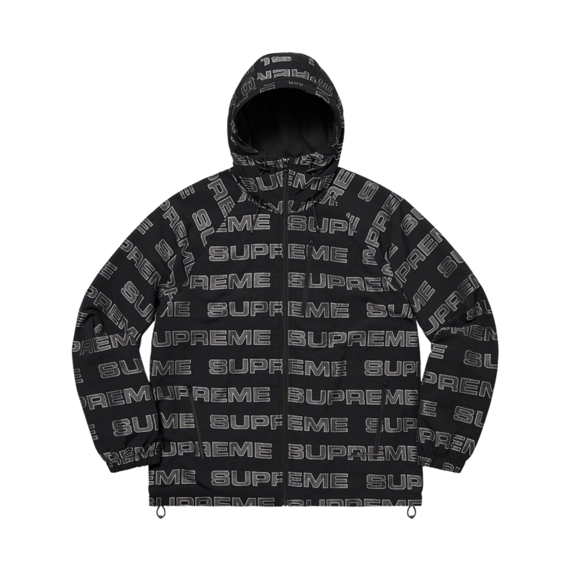 슈프림 로고 립스탑 후드 트랙 자켓 블랙 - 21FW