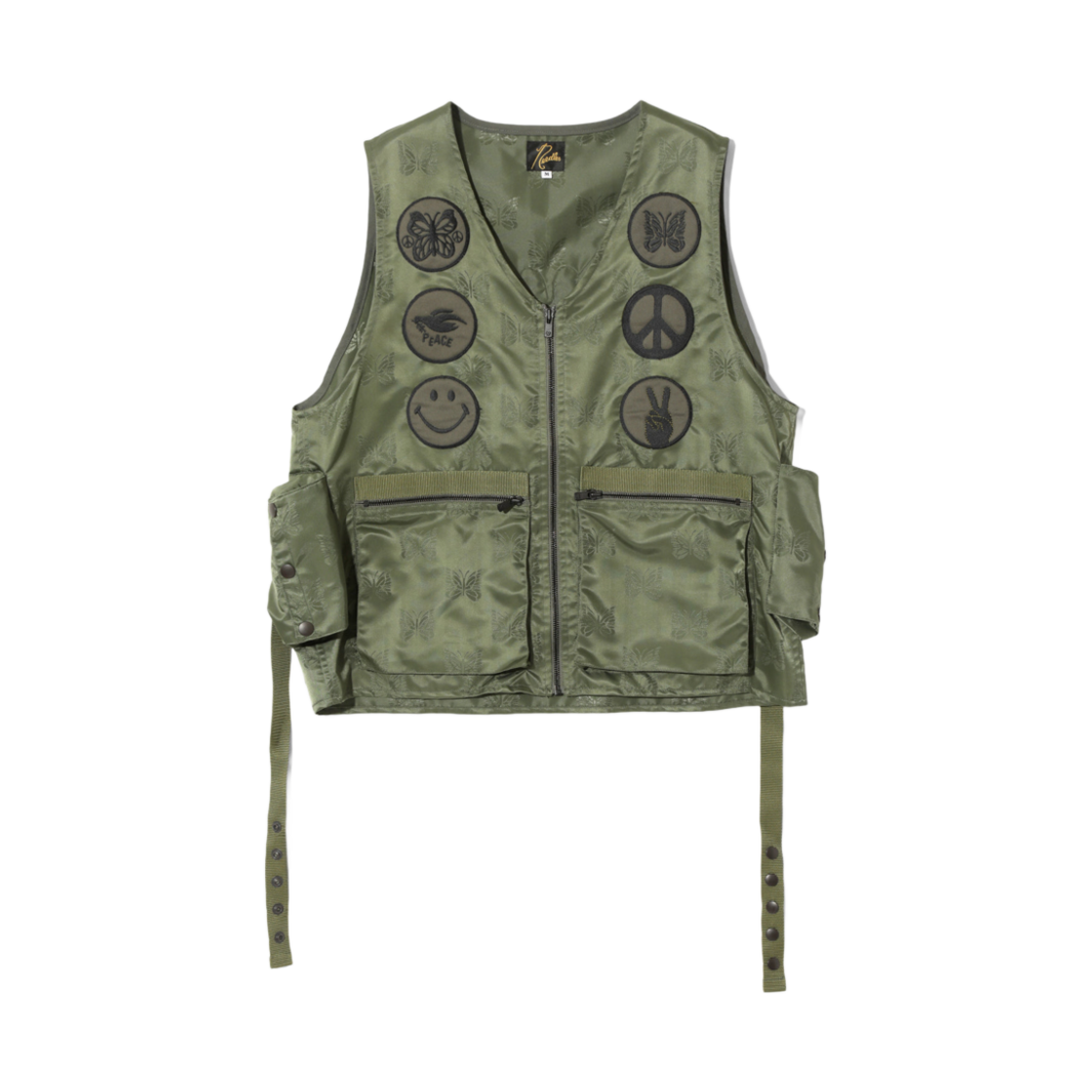 QV132A Needles Radio Vest Papillon Jacquard Sateen Olive