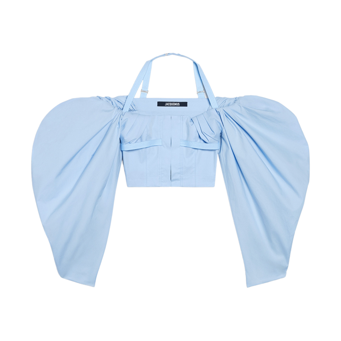 (W) 자크뮈스 르 오 타페타스 퍼피 슬리브 크롭탑 라이트 블루((W) Jacquemus Le Haut Taffetas Puffy Sleeve Crop Top Light Blue) - 1