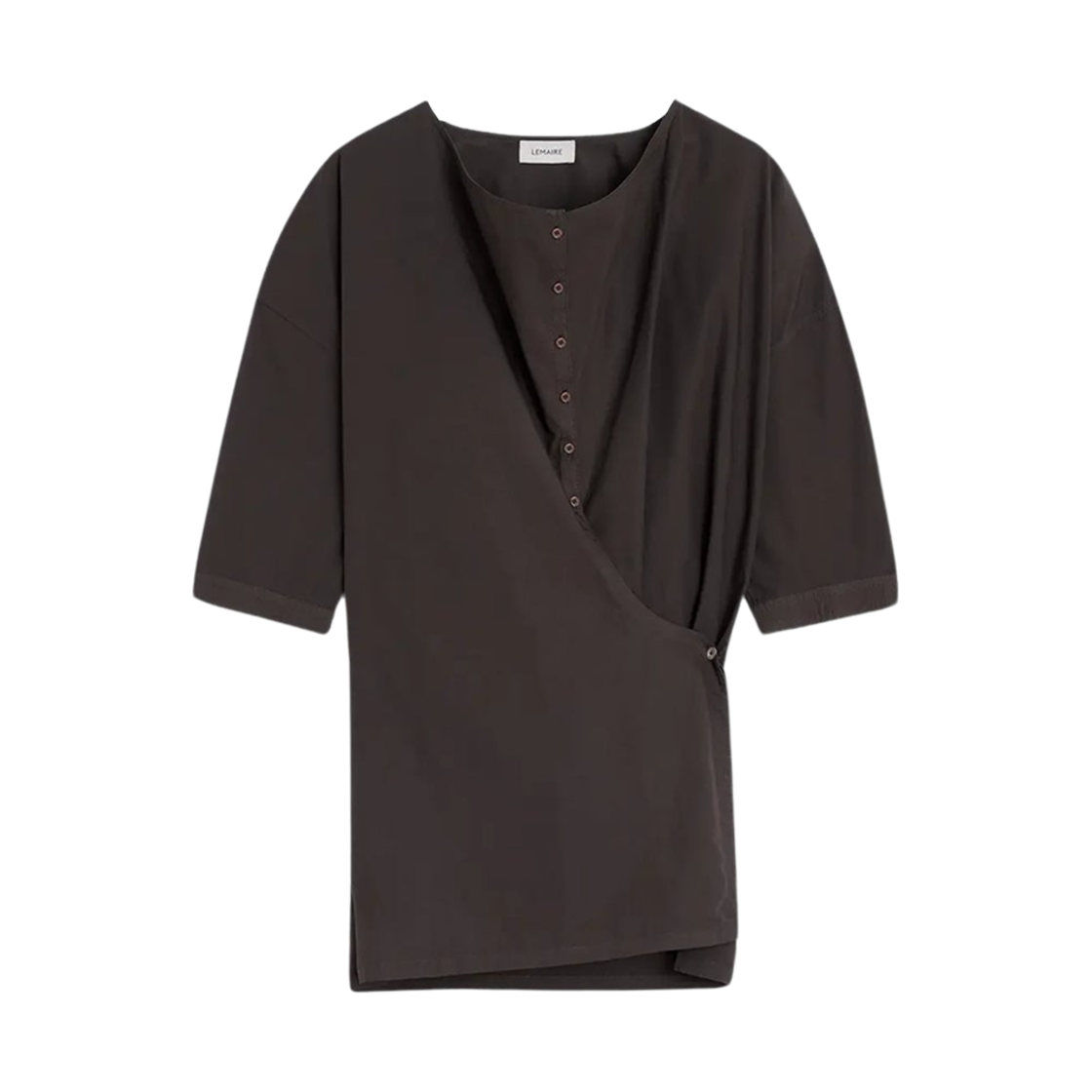 SH1154-LF1356-449 (W) Lemaire Twisted Short Sleeve Shirt Dark Brown