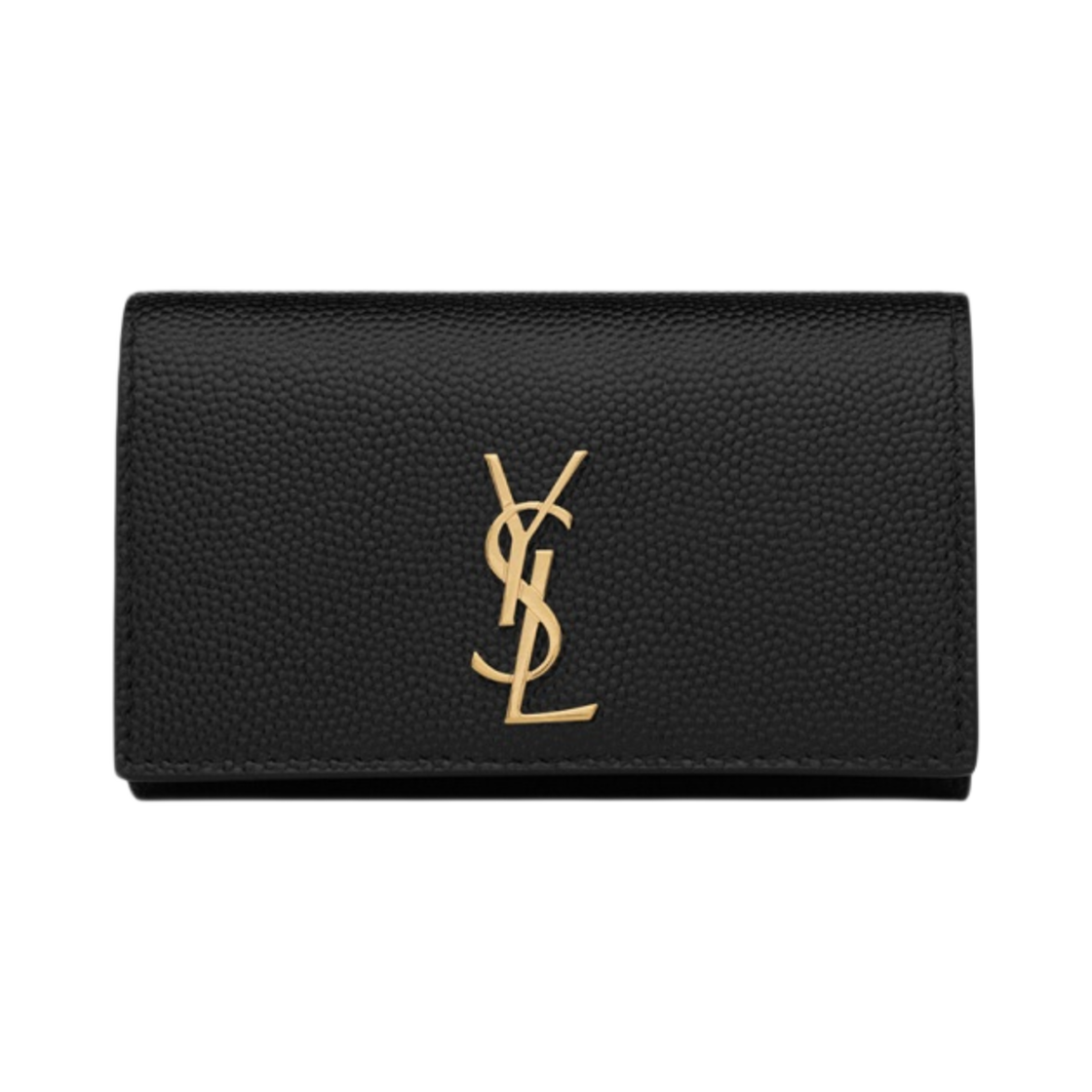 (W) 생로랑 카산드라 슬림 키 케이스 그레인 드 뿌드르 엠보스 레더 블랙((W) Saint Laurent Cassandre Slim Key Case In Grain De Poudre Embossed Leather Black) - 1