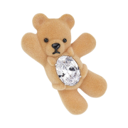 Yvmin Greeting Flocked Bear Hair Clip Brown Left - 24FW