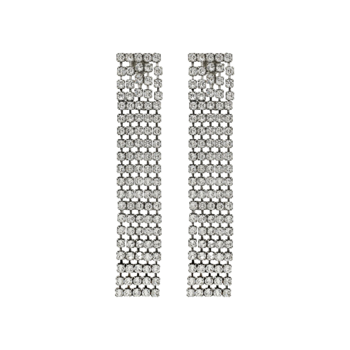 (W) 생로랑 벌키 라인스톤 이어링 메탈 옥시다이즈드 실버 크리스탈((W) Saint Laurent Bulky Rhinestone Earrings in Metal Oxidized Silver Crystal) - 1