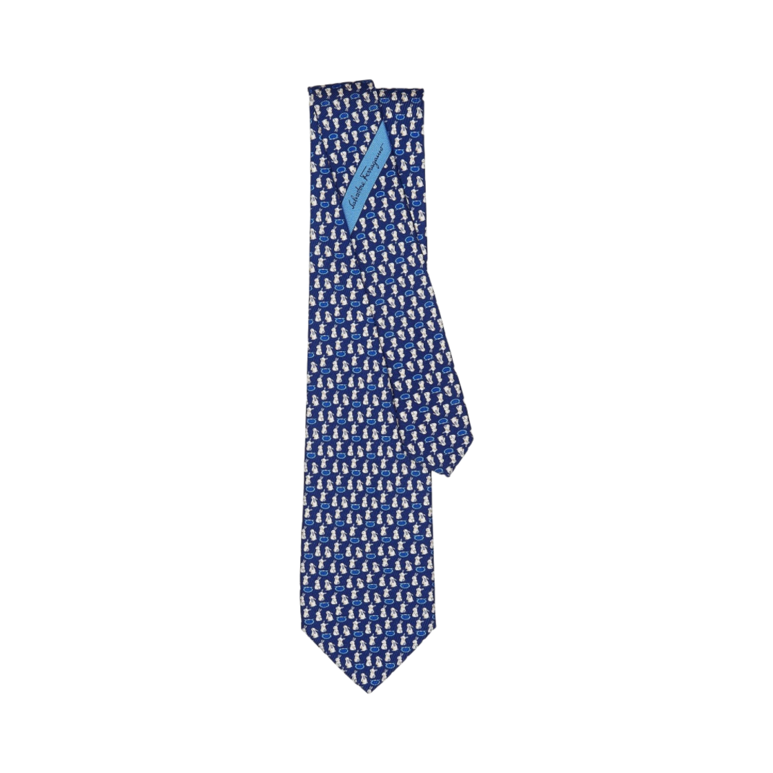 페라가모 레빗 프린트 실크 타이 마린 블루(Ferragamo Rabbits Print Silk Tie Marine Blue) - 1