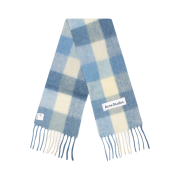 Acne Studios Mohair Check Muffler Light Blue White