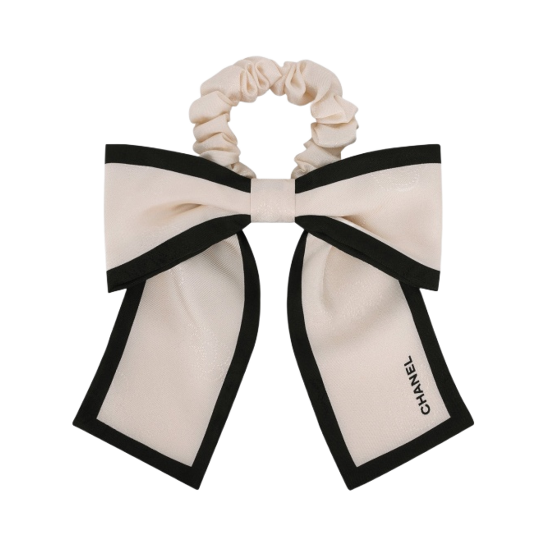 (W) 샤넬 헤어 액세서리 실크 트윌 & 에크루 블랙((W) Chanel Hair Accessory Silk Twill & Ecru Black)
