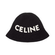 (W) Celine Cloche Bucket Hat in Seamless Cashmere Black