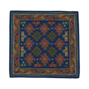 Drake's Kilim Print Wool Silk Pocket Square Navy