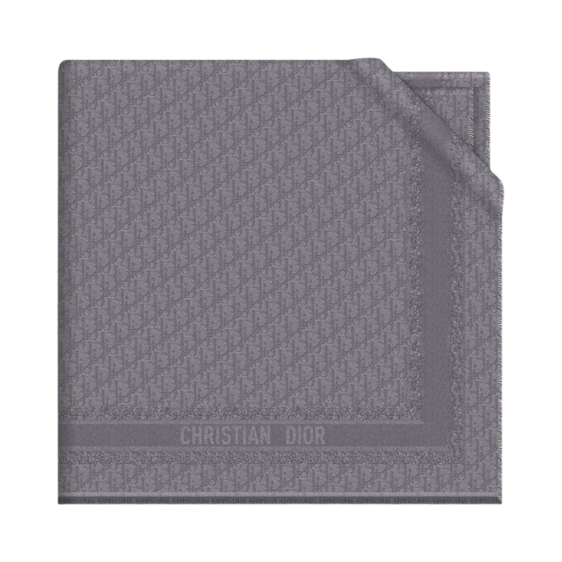 (W) 디올 오블리크 숄 그레이 실크 블렌드 메탈릭 쓰레드 그레이((W) Dior Oblique Shawl Silk Blend Metallic Thread Gray) - 1