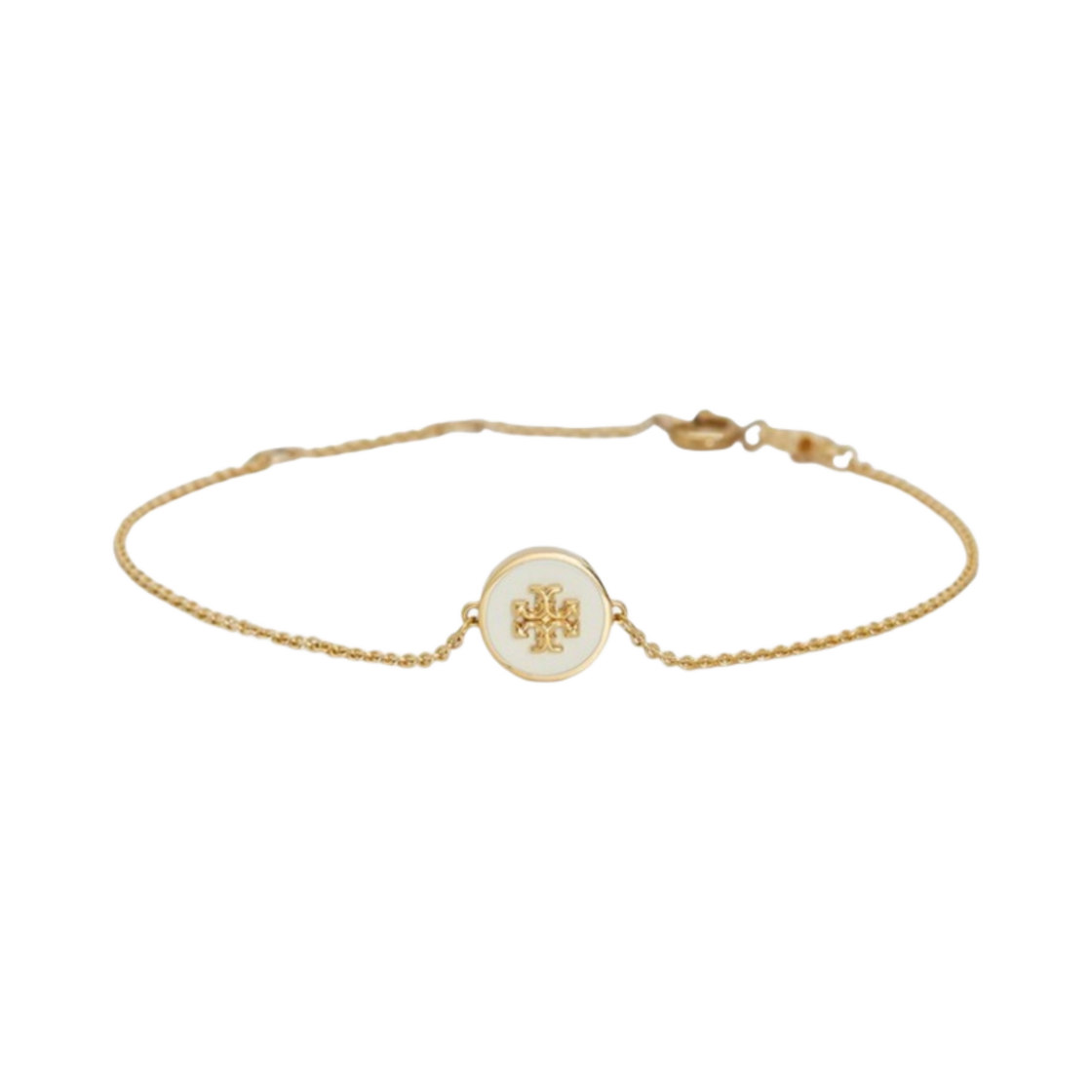 (W) 토리버치 키라 에나멜 체인 브레이슬릿 토리 골드 뉴 아이보리((W) Tory Burch Kira Enamel Chain Bracelet Tory Gold New Ivory)