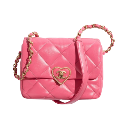Chanel Mini Flap Bag Lambskin Plexi & Gold Pink