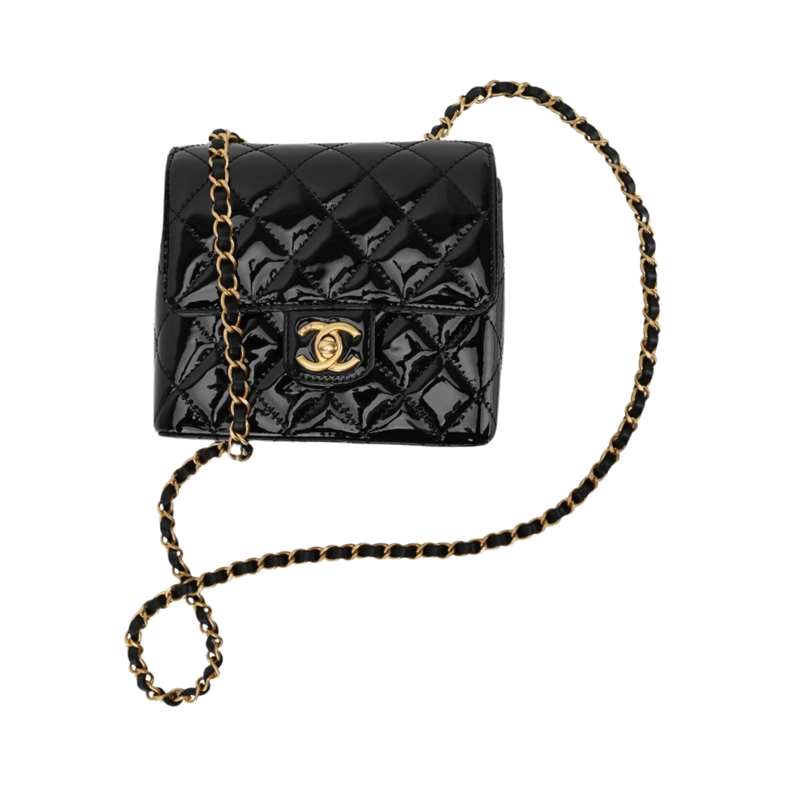 샤넬 미니 플랩백 페이턴트 카프스킨 & 골드 메탈 블랙(Chanel Mini Flap Bag Patent Calfskin & Gold Black) - 3