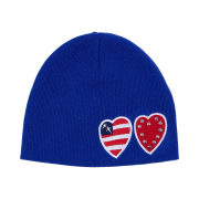The Museum Visitor Two Heart Patch Stitched Beanie Blue