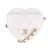 Chanel Heart Belt Bag Lambskin & Gold White