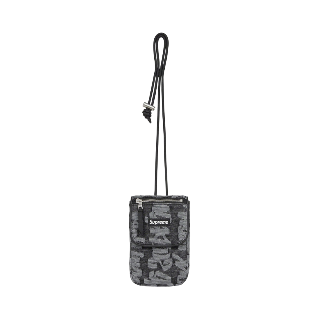 - Supreme Fat Tip Jacquard Denim Neck Pouch Black - 22SS