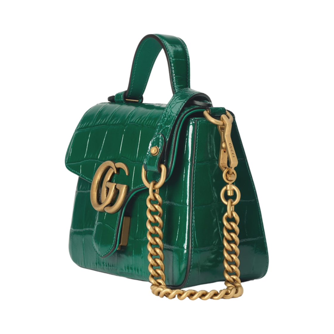 구찌 GG 마몽 크로커다일 미니 탑 핸들 백 그린(Gucci GG Marmont Crocodile Mini Top Handle Bag Green) - 2