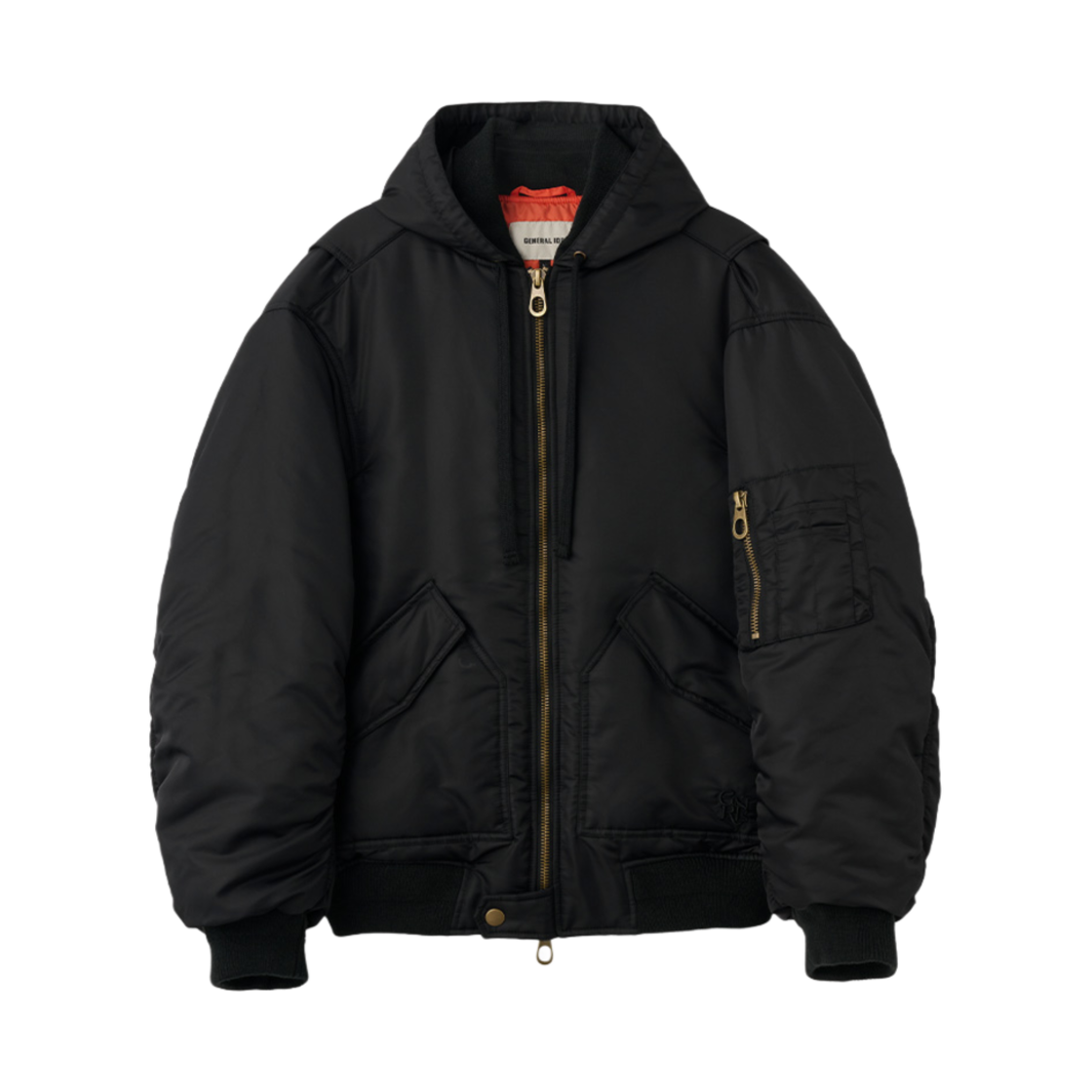 SBD3U07001BKM General Idea Unisex Hoody Flight Bomber Jacket Black