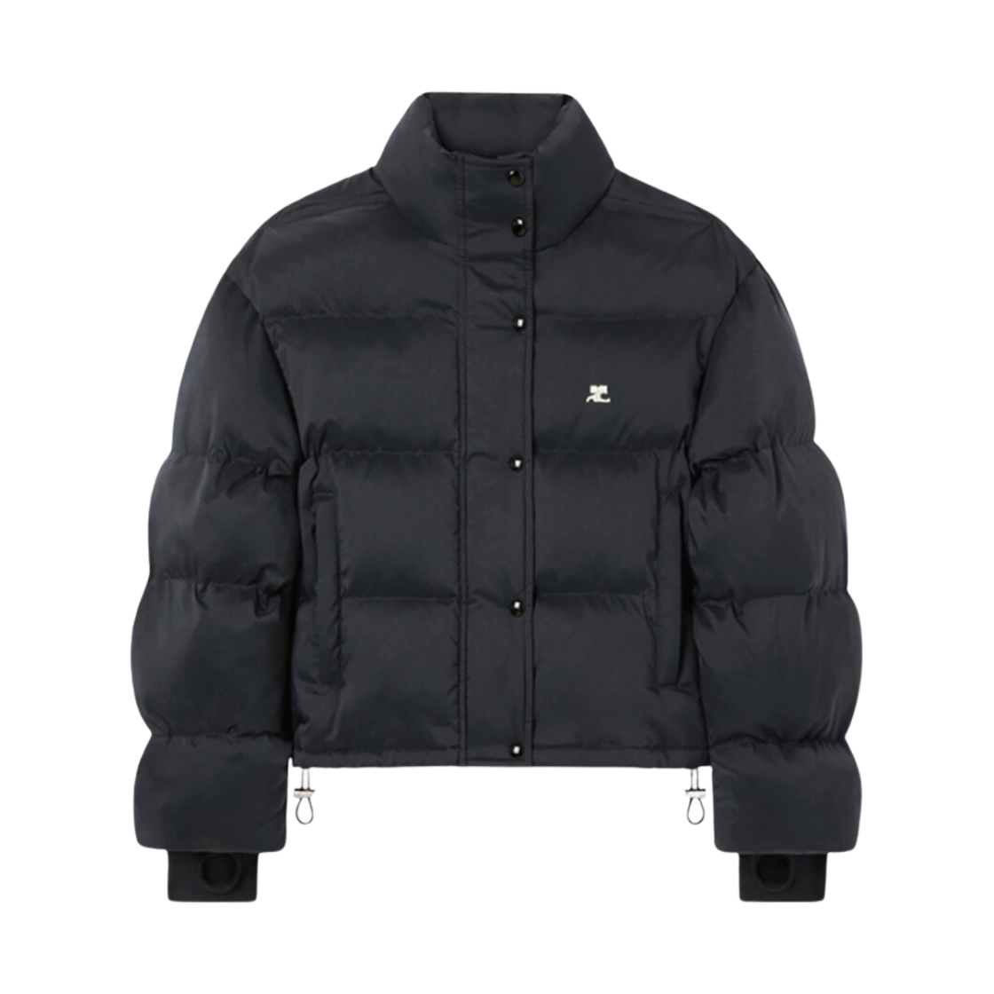 (W) 꾸레쥬 크롭 나일론 푸퍼 자켓 블랙((W) Courreges Cropped Nylon Puffer Jacket Black)
