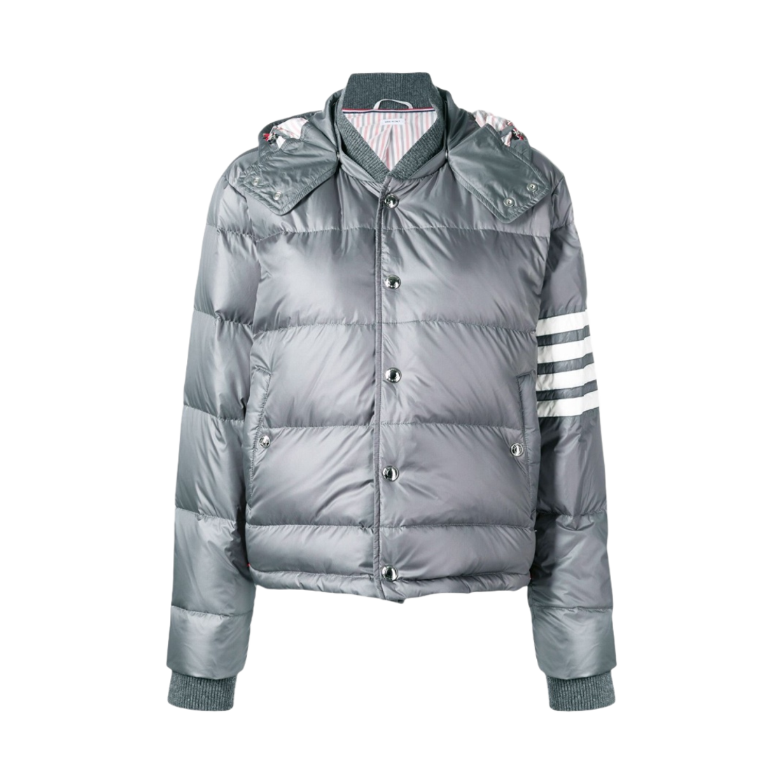 톰브라운 매트 나일론 사선 다운 봄버 자켓 미디움 그레이(Thom Browne Matte Nylon 4-Bar Down Bomber Jacket Medium Grey)
