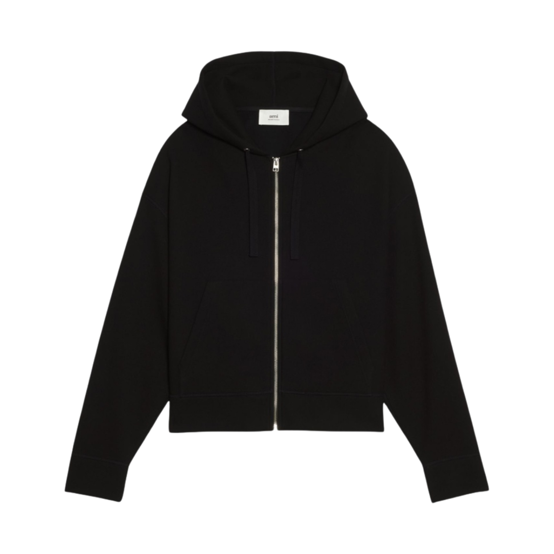 아미 울 비스코스 지퍼 후드 자켓 블랙(AMI Wool Viscose Zipped Hooded Jacket Black) - 1