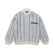 Supreme Pinstripe Varsity Zip Up Sweater White - 23SS