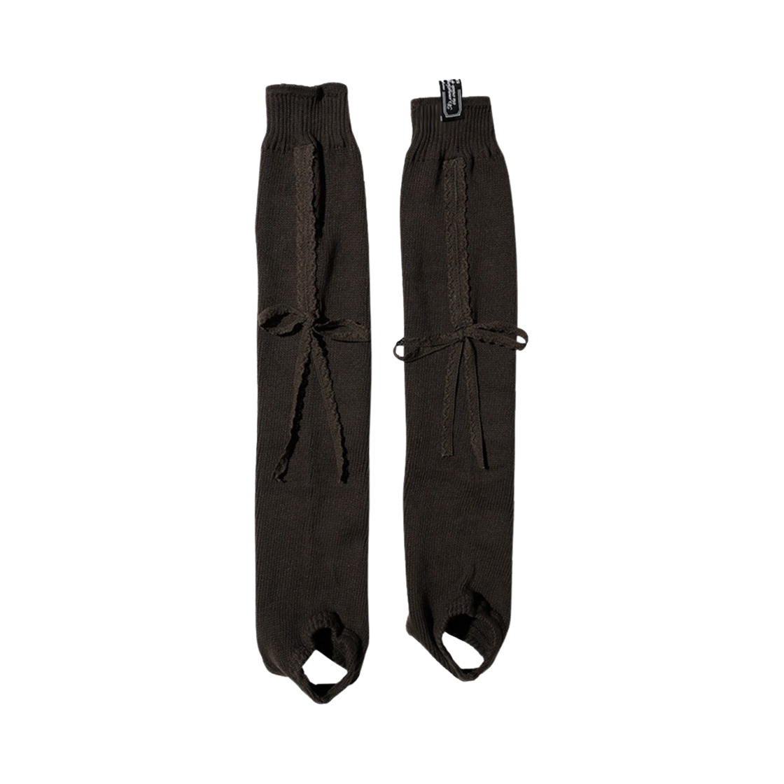 23WTAC008 Saenginstudios Lace Ribbon Leg Warmer Brown