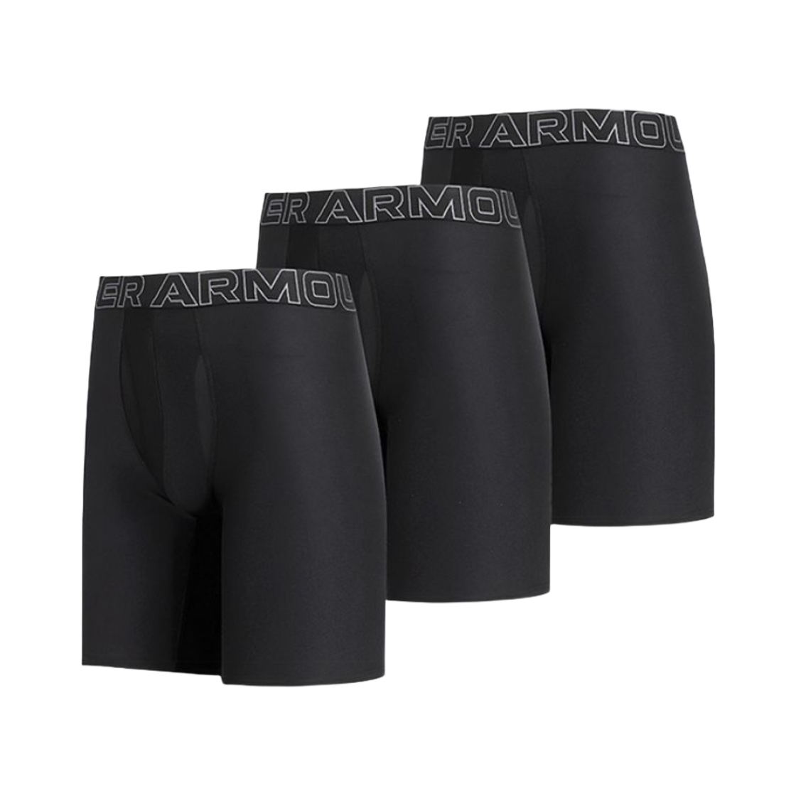 언더아머 퍼포먼스 테크 9인치 박서조크 블랙 캐슬락 (3개입)(Under Armour Performance Tech 9 Inch Boxerjock Black Castlerock (3 Pack)) - 1