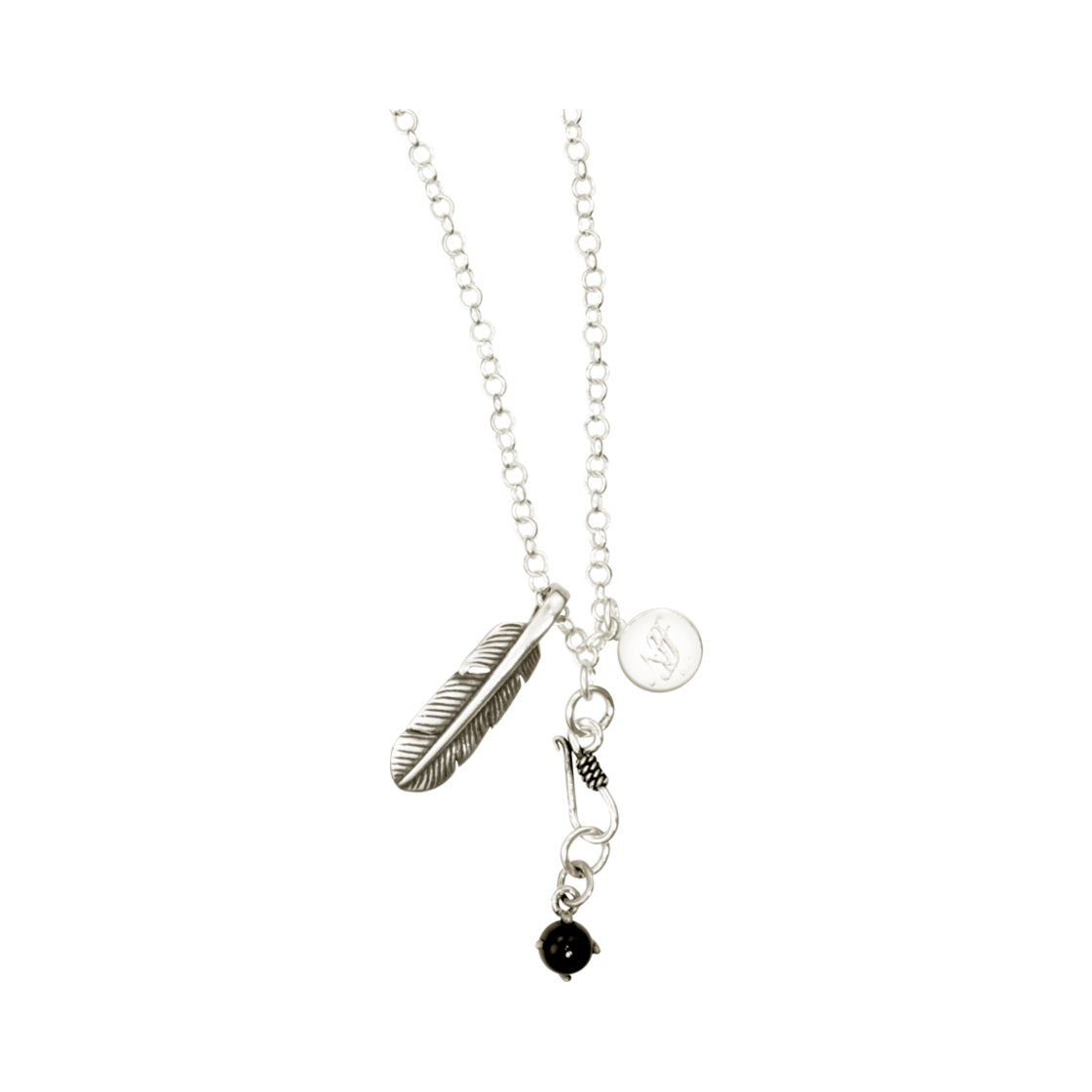 엔프프 실버925 플룸 오닉스 네크리스 실버