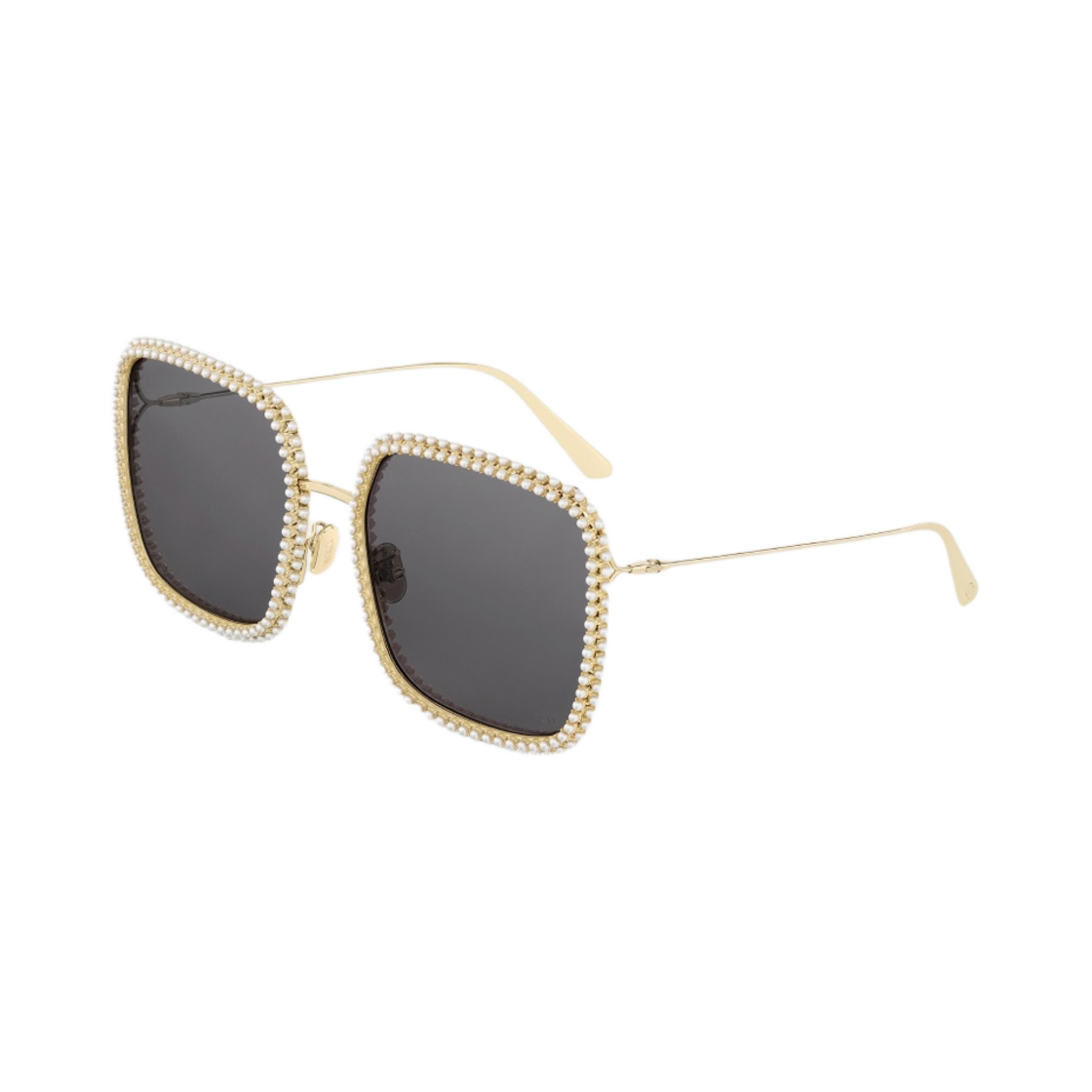 (W) 디올 미스디올 S2U 골드 피니쉬 메탈 스퀘어 선글라스 화이트 메탈 펄((W) Dior Missdior S2U Gold Finish Metal Square Sunglasses White Metal Pearls) - 1