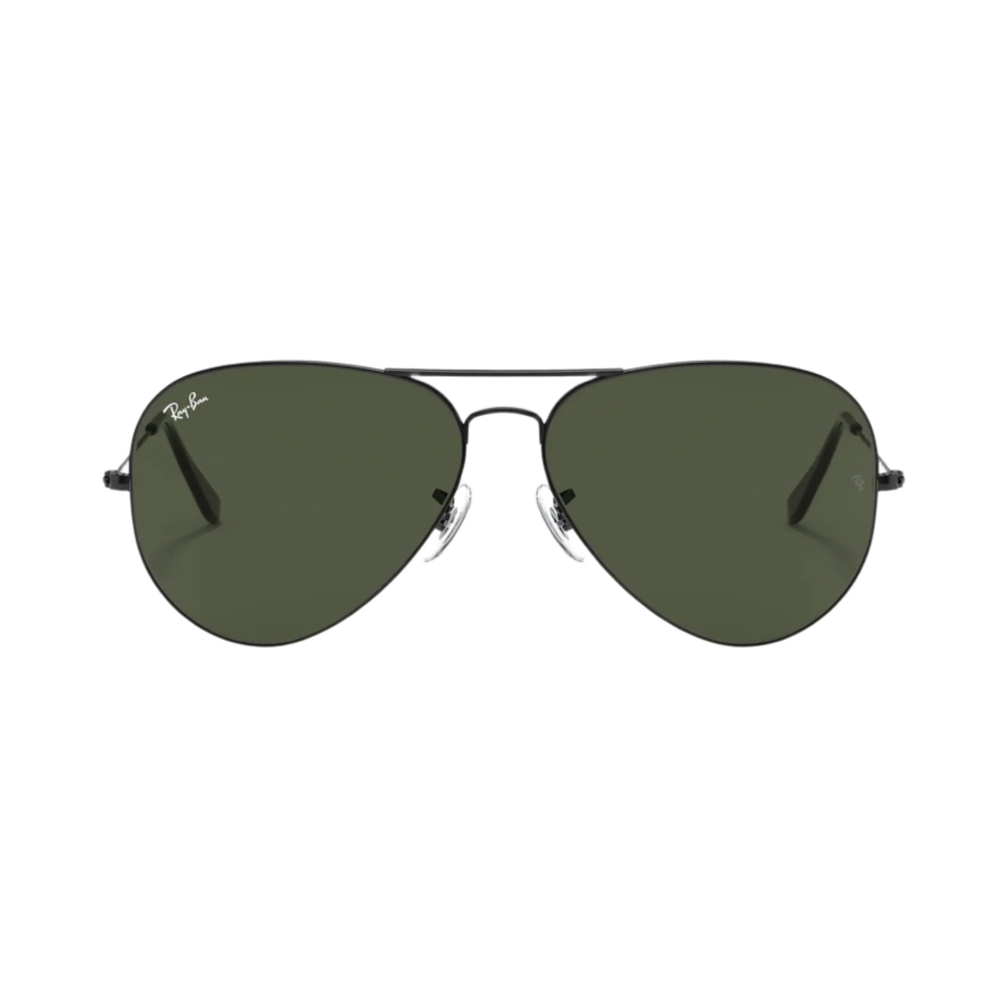 RB3026-L2821 Ray-Ban Aviator Large Metal II Classic Polished Black Frame Green Classic G-15 Lenses - 대표 이미지 #1