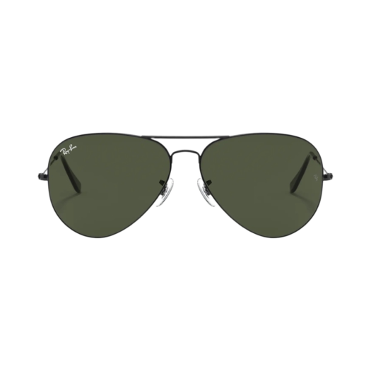 Ray-Ban Aviator Large Metal II Classic Polished Black Frame Green Classic G-15 Lenses