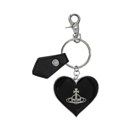 8203011WU-OM0014-N403 Vivienne Westwood Mirror Heart Orb Keyring Black
