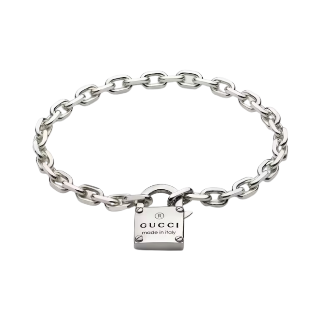 796341-J8400-8106 Gucci Trademark Chain Bracelet with Padlock 925 Sterling Silver