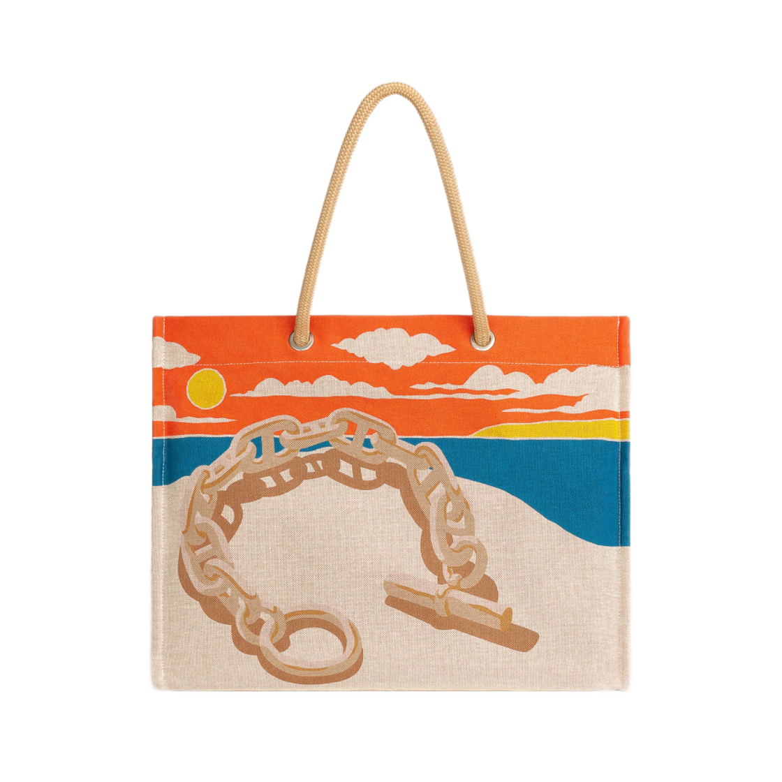 H103743M01 Hermes Stopover At The Beach Beach Bag H Canvas Cotton & Multicolore