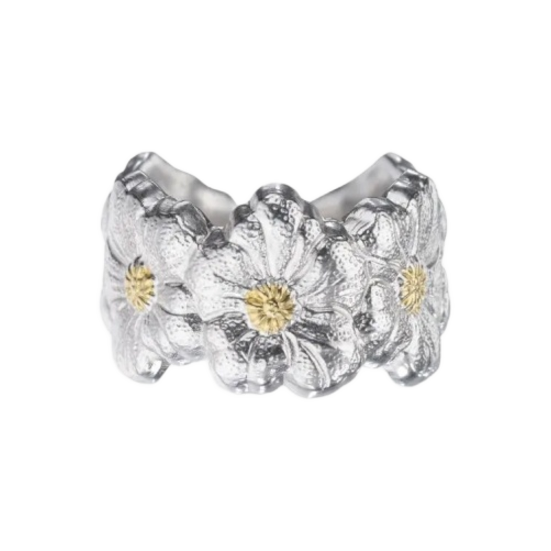 JAGETE012372 Buccellati Blossoms Eternelle Gardenia Ring Vermeil Sterling Silver