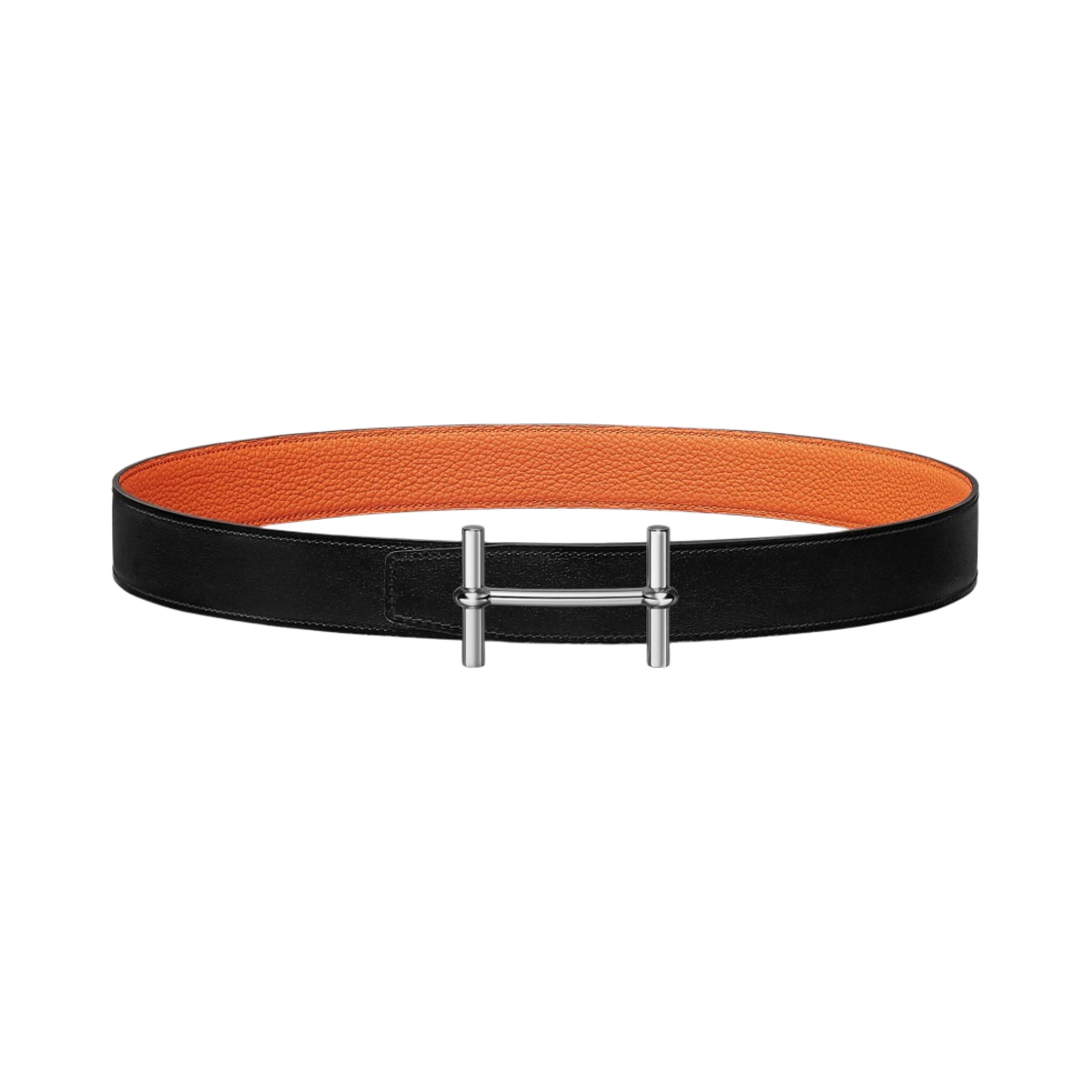 에르메스 H 당크르 벨트 버클 & 리버서블 가죽 스트랩 32mm & 실버 누아 오랑쥬(Hermes H D'Ancre Belt Buckle & Reversible Leather Strap 32mm & Silver Noir Orange) - 1