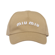 (W) Miu Miu Drill Baseball Cap Khaki White