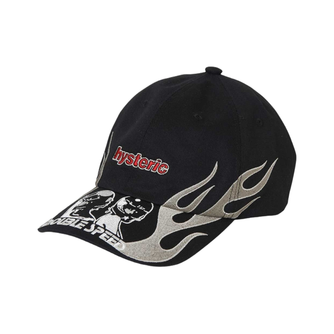 02251QH02 Hysteric Glamour Double Speed Embroidered Cap Black